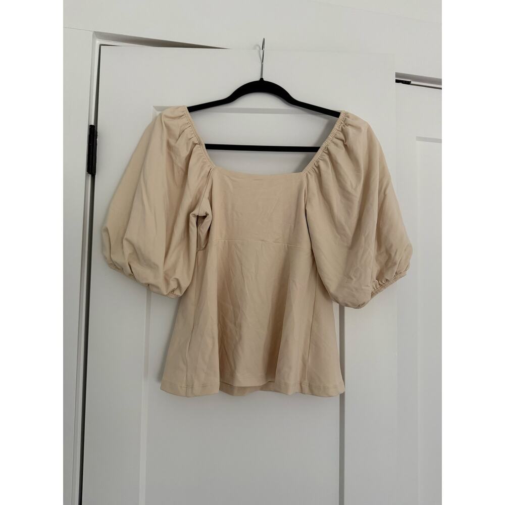 $168 New Susana Monaco Revolve Puff Sleeve Top - crème - Small - Picture 6 of 9